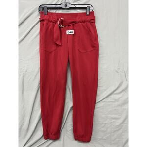 Jolt Women’s Cropped Dress Pull On Jogger Pants Red 5/27 Belted Pockets